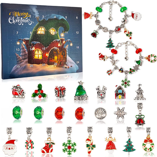 🎅Tidigt Julerbjudande - 49% RABATT💥24-delars Gör-det-själv Jul Adventskalender Armband Set🎁