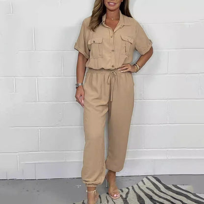 🌷2024 Ny försäljning🌷Kvinnors kortärmade utility jumpsuit